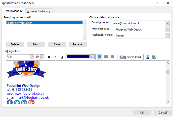 Signature creation section