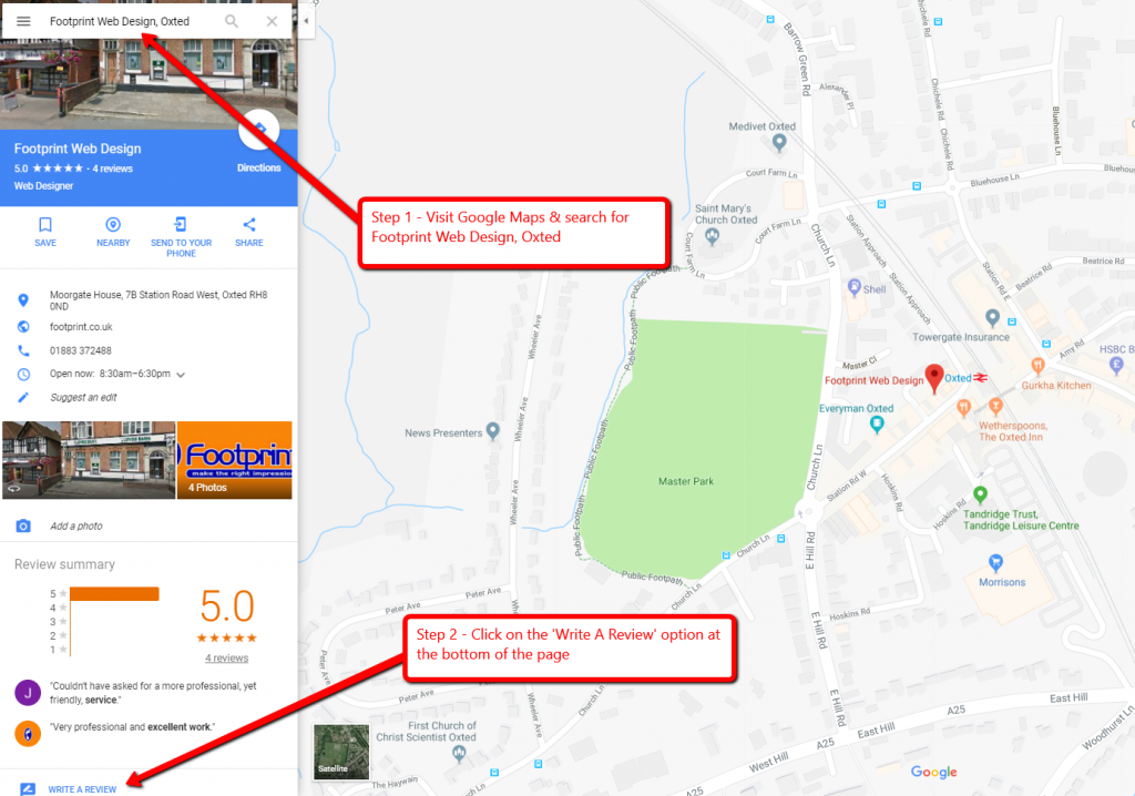 How to leave a review on a Google Business page